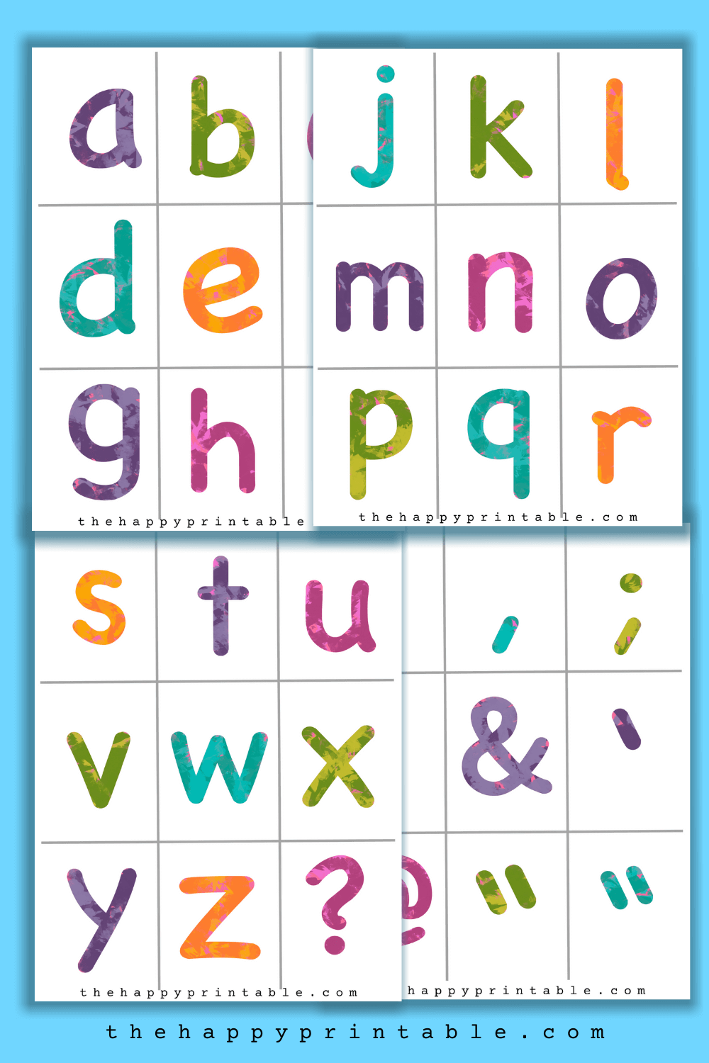 Alphabet Flashcards Uppercase Lowercase Punctuation The Happy Printable