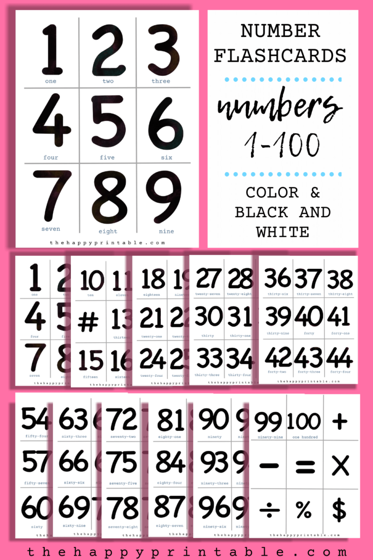 Free Printable Number Flashcards- Number 1-100 &amp; Functions Signs | The ...