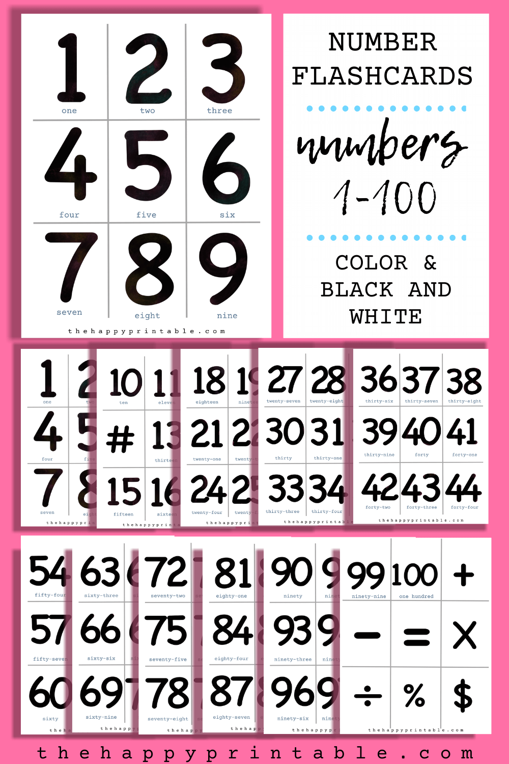 Numbers 1 To 100 Flash Cards