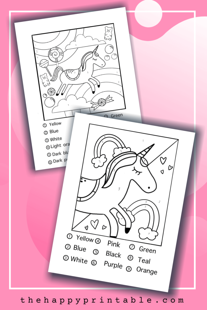 Color By Number Unicorn Printables The Happy Printable