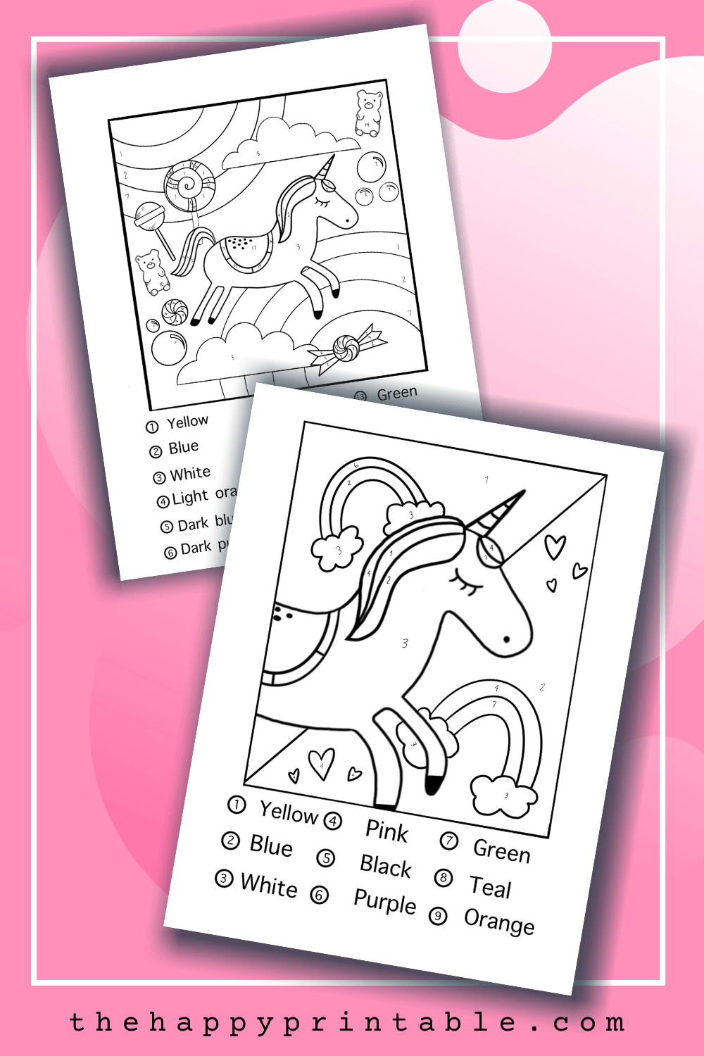 Color by Number Unicorn Printables | The Happy Printable