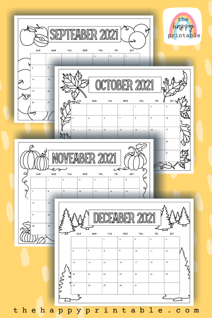 Printable Monthly Calendar to Print & Color | The Happy Printable