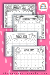 Printable Monthly Calendar to Print & Color | The Happy Printable