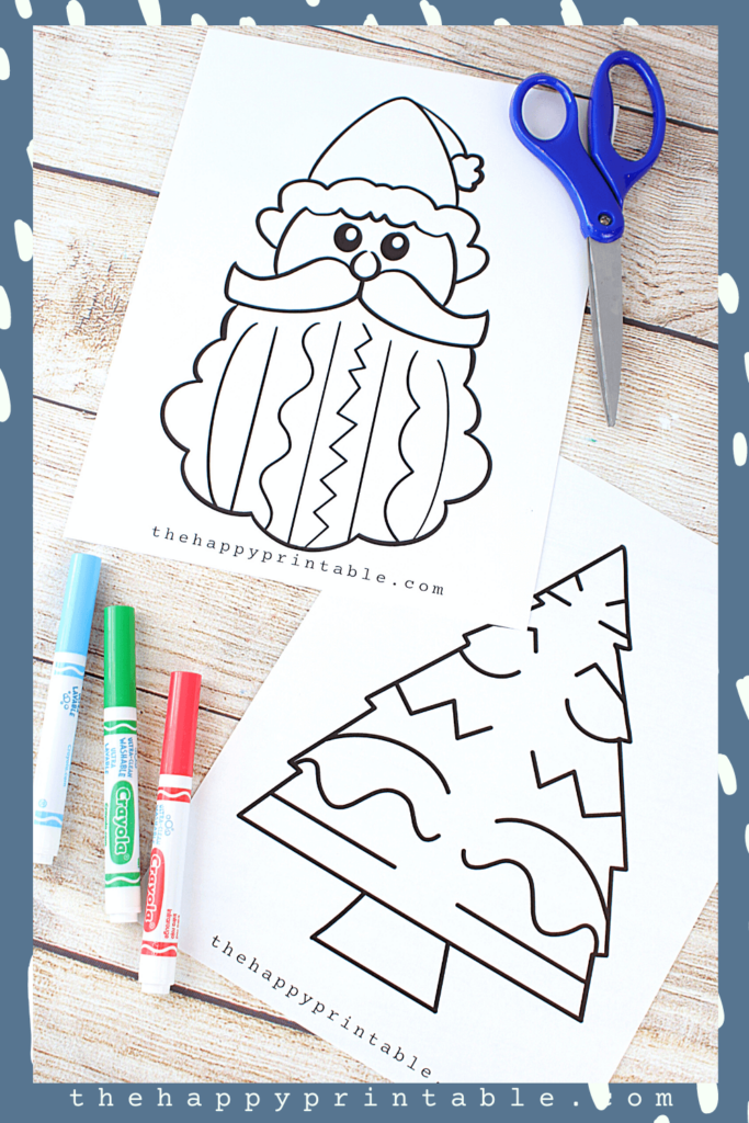 Black and white Christmas themed scissor skills printables
