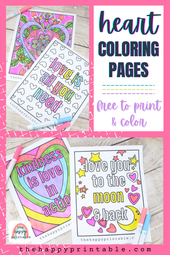 Four heart coloring pages perfect for Valentine's Day
