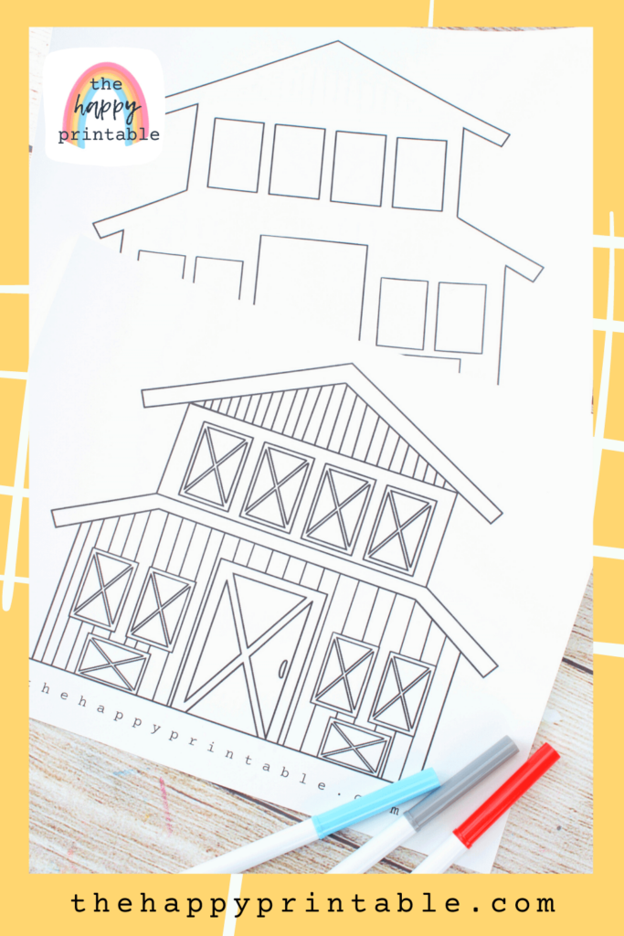 Barn coloring page with doors that open