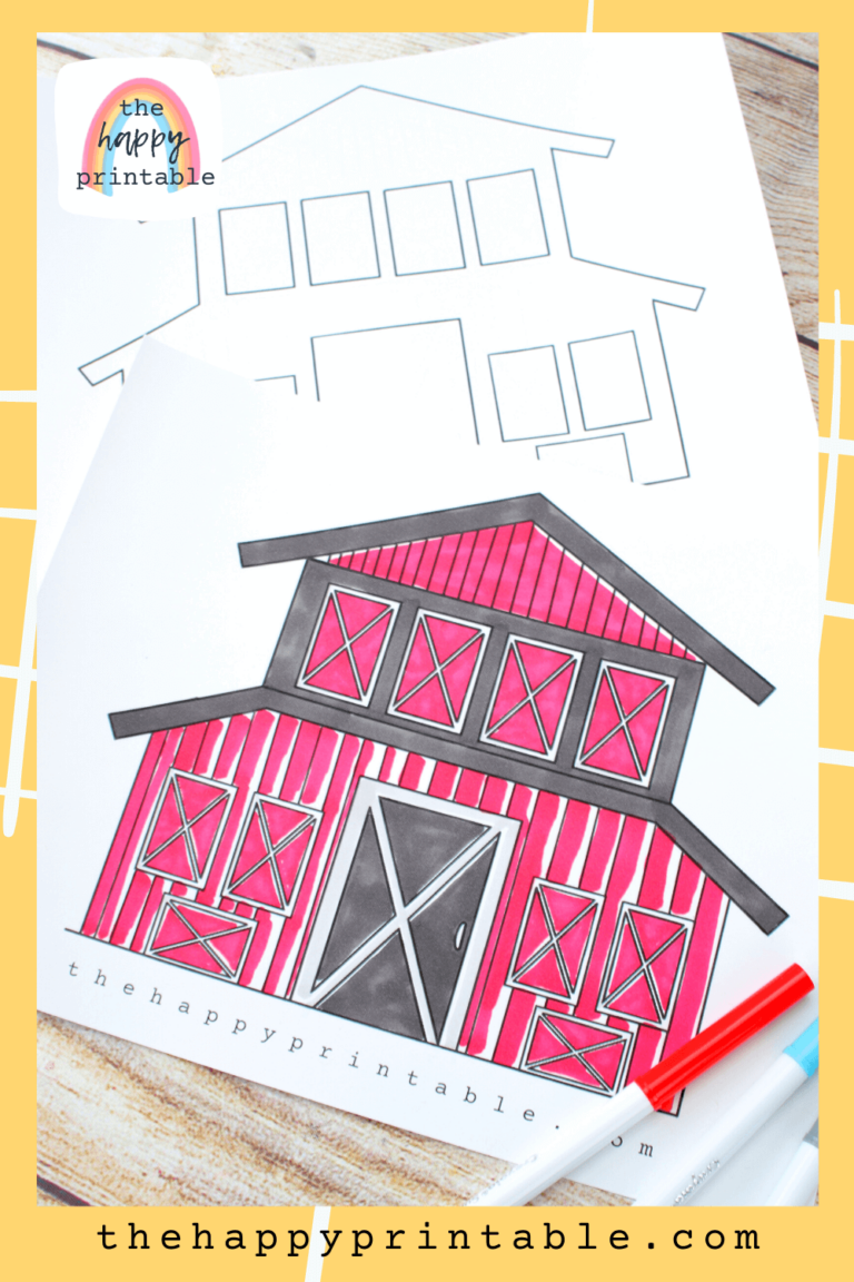 Barn Coloring Page for Kids | The Happy Printable