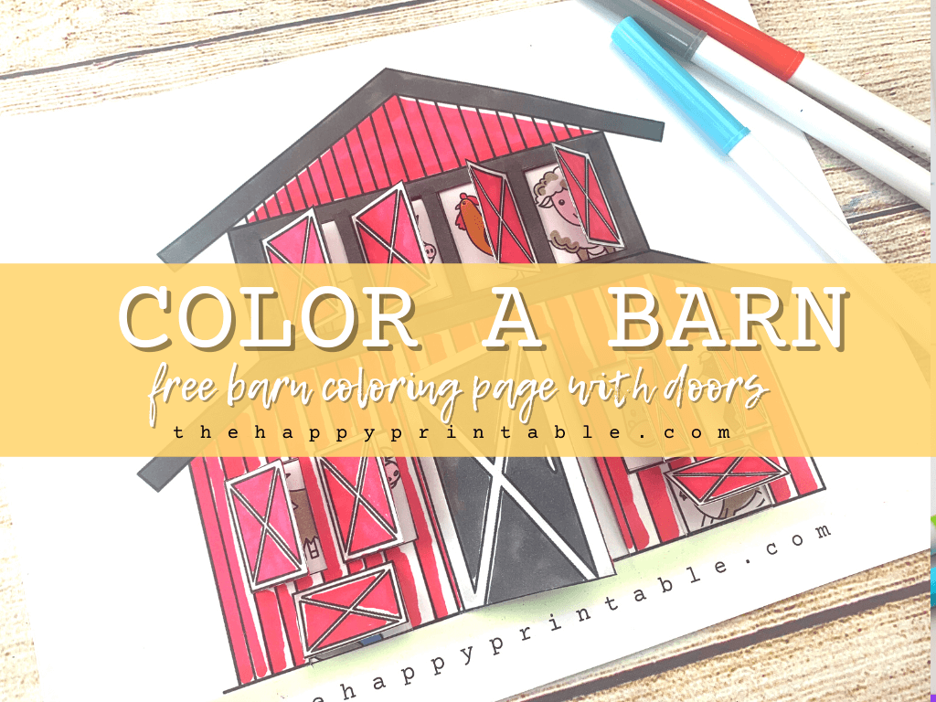 barn coloring page with doors that open