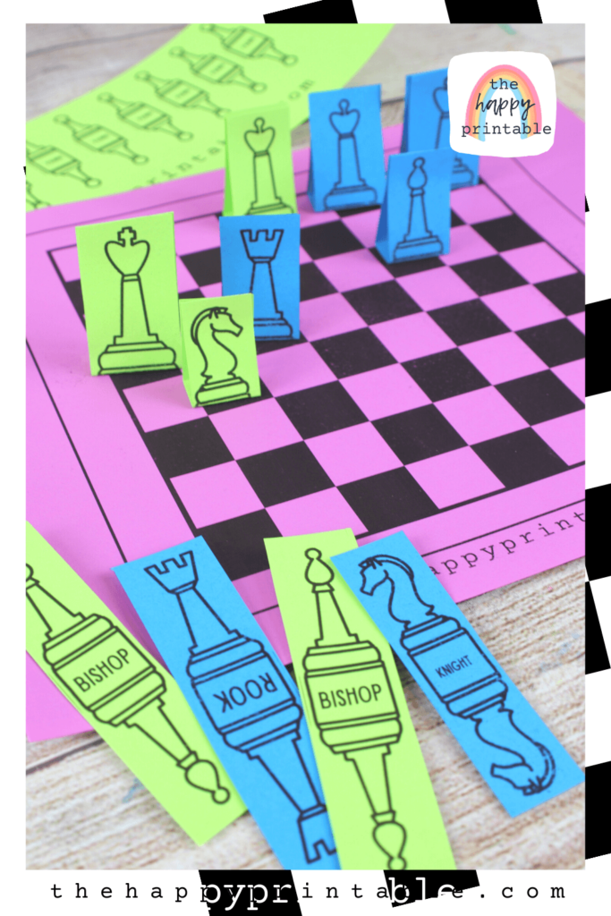 Chess Board Printable Plus Stand Up Chess Pieces The Happy Printable