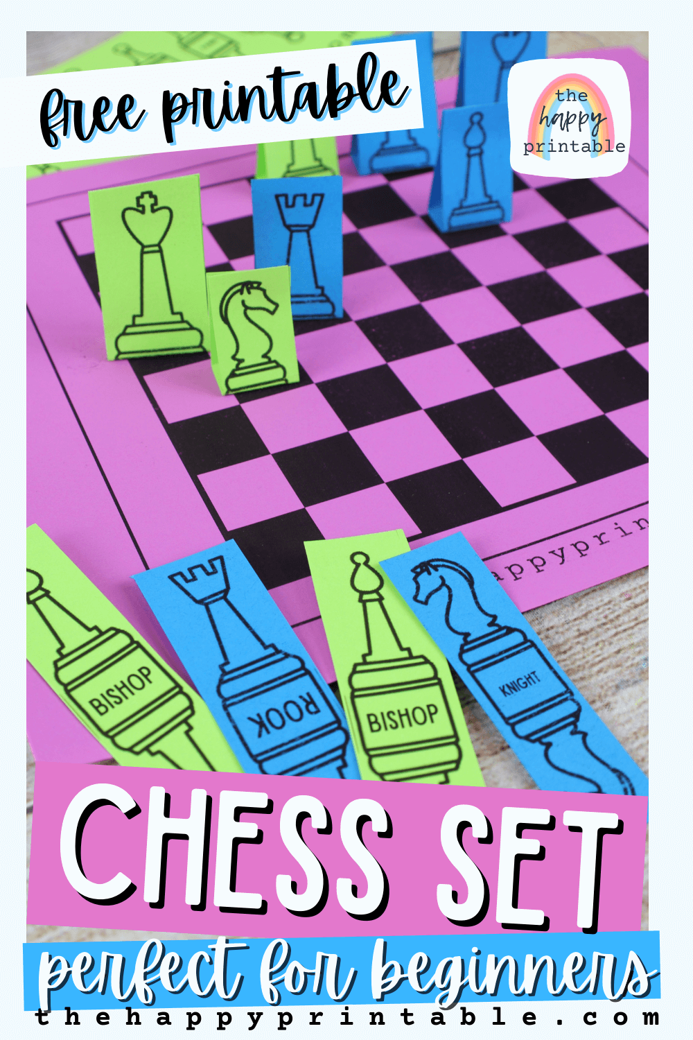 Chess Board Printable Plus Stand Up Chess Pieces The Happy Printable