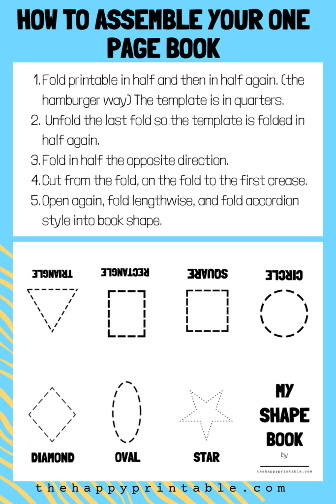 Printable shape book folds up from one page of paper. 
