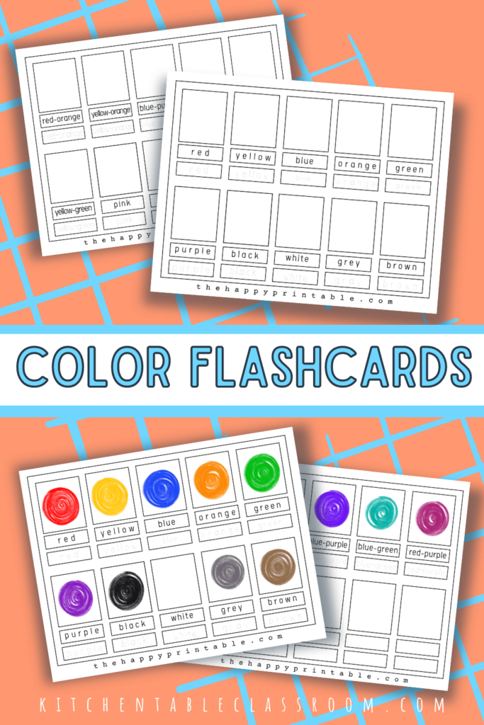 printable color flashcards include primary colors, secondary colors, and tertiary colors