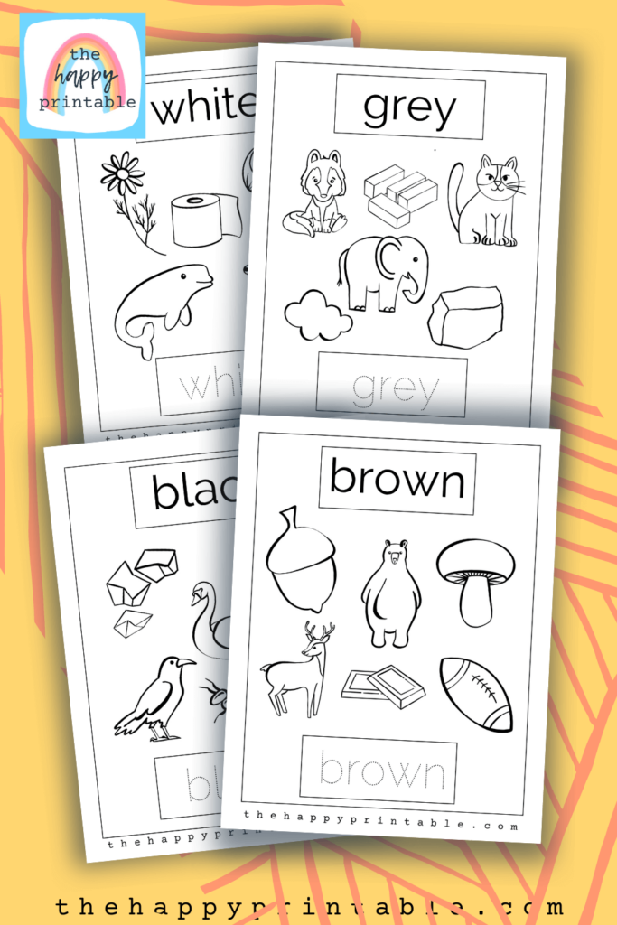 neutral colors coloring pages- brown, black, gray, white