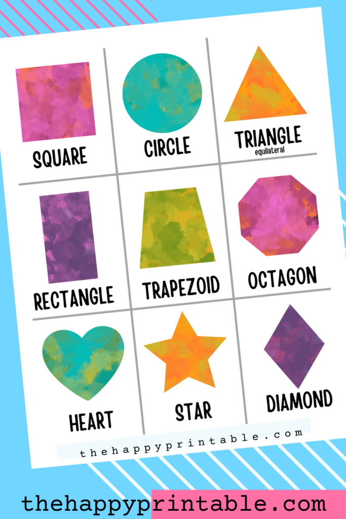 Free printable shapes flashcards templates