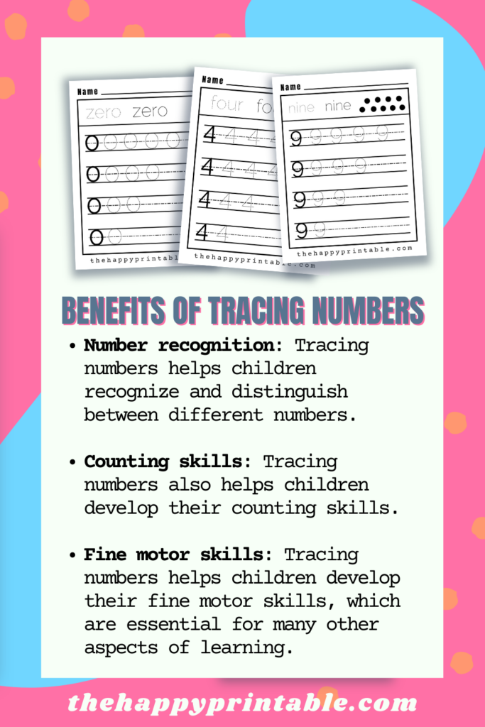 Number tracing worksheets can help preschoolers develop their math literacy skills in a fun and engaging way. 