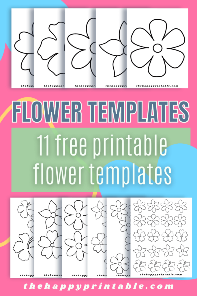 Choose from eleven pages of flower template printables to use for crafts and displays