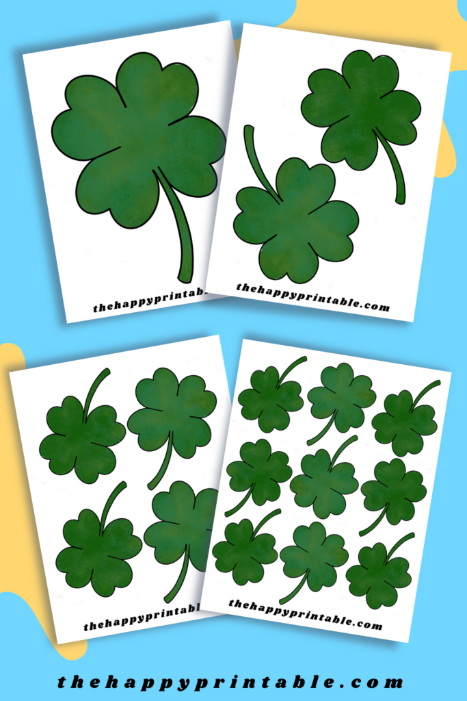 Full color printable shamrock templates come in four sizes and free for you to print and use!