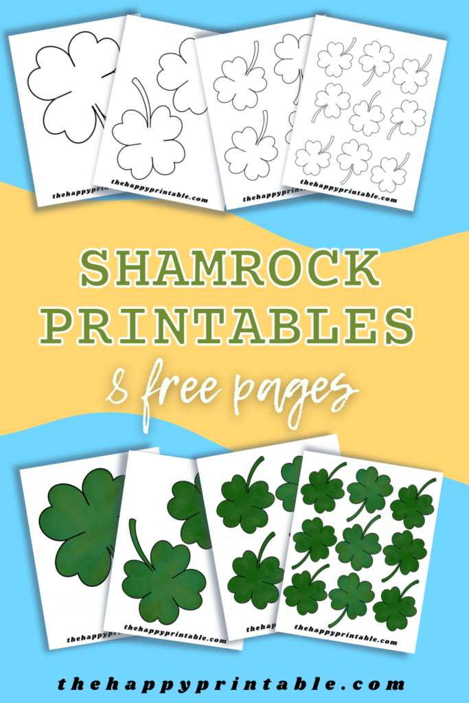 These printable shamrock templates come in both color and black and white and four different sizes- perfect for your Saint Patrick's Day craft!