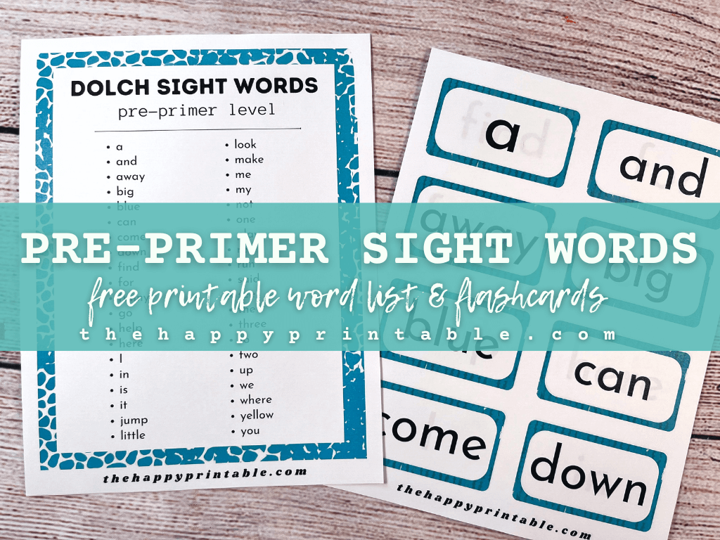 Pre Primer Sight Words Flashcards And More The Happy Printable 1513