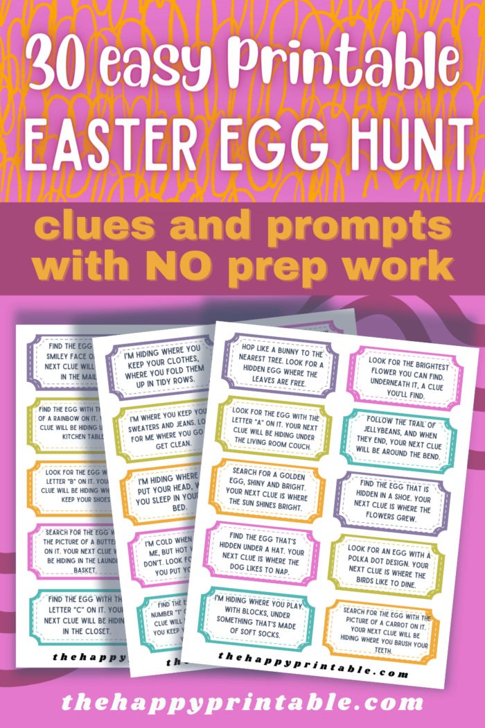 Printable Easter Egg Hunt Clues The Happy Printable Printable Easter Egg Hunt Clues The Happy Printable