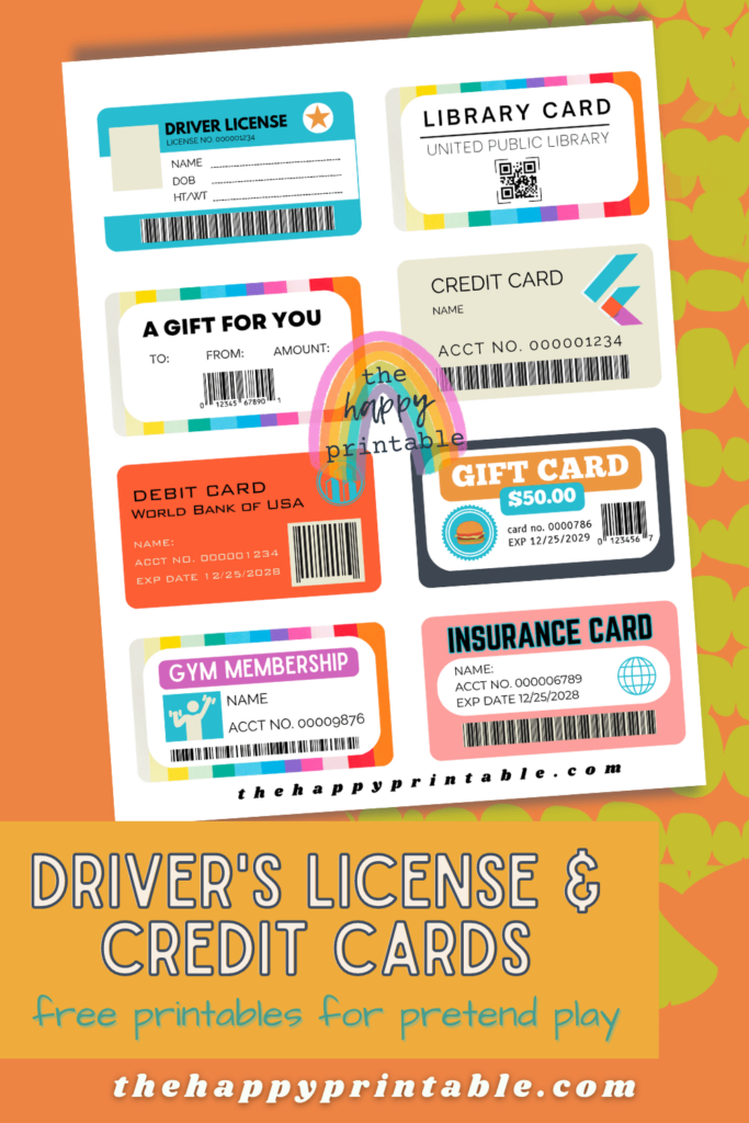 Printable Driver’s License and Credit Cards for Pretend Play | The ...