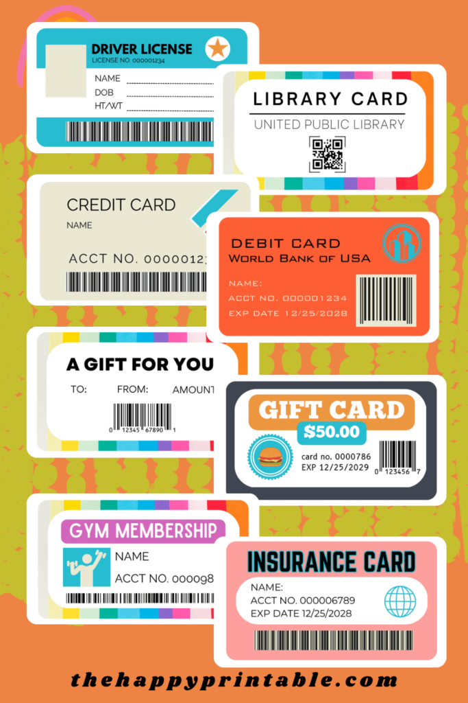 Printable Driver's License and Credit Cards for Pretend Play