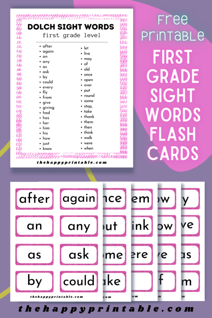 Use these first grade Dolch sight word flashcards to make learning sight words engaging and interactive!