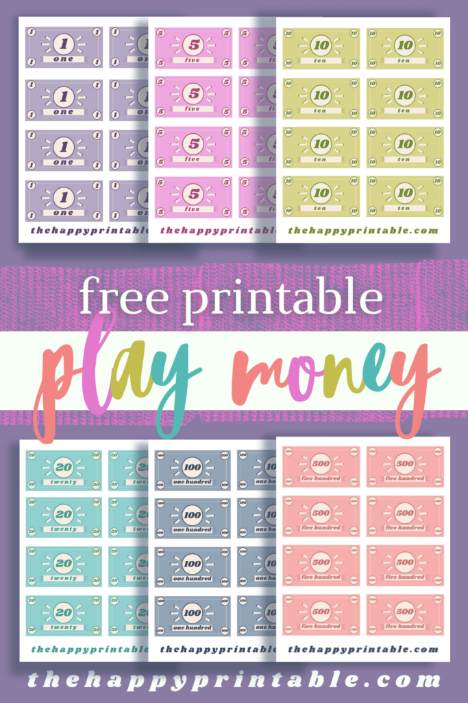 This printable money comes is colorful and whimsical and perfect for pretend play