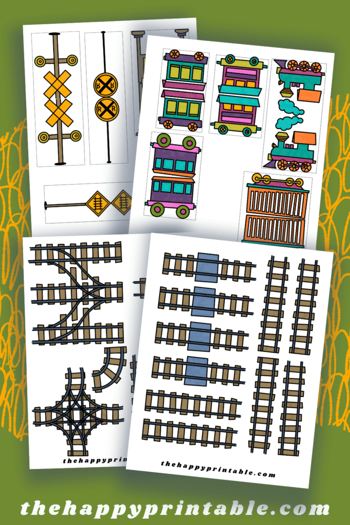 These printable train templates and train tracks print in full color. They're ready for play or to create an easy display!