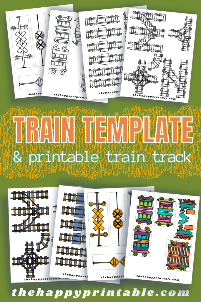 This train template and printable train track comes in a black and white and a full color version. Both are ready for creative play or an easy display!