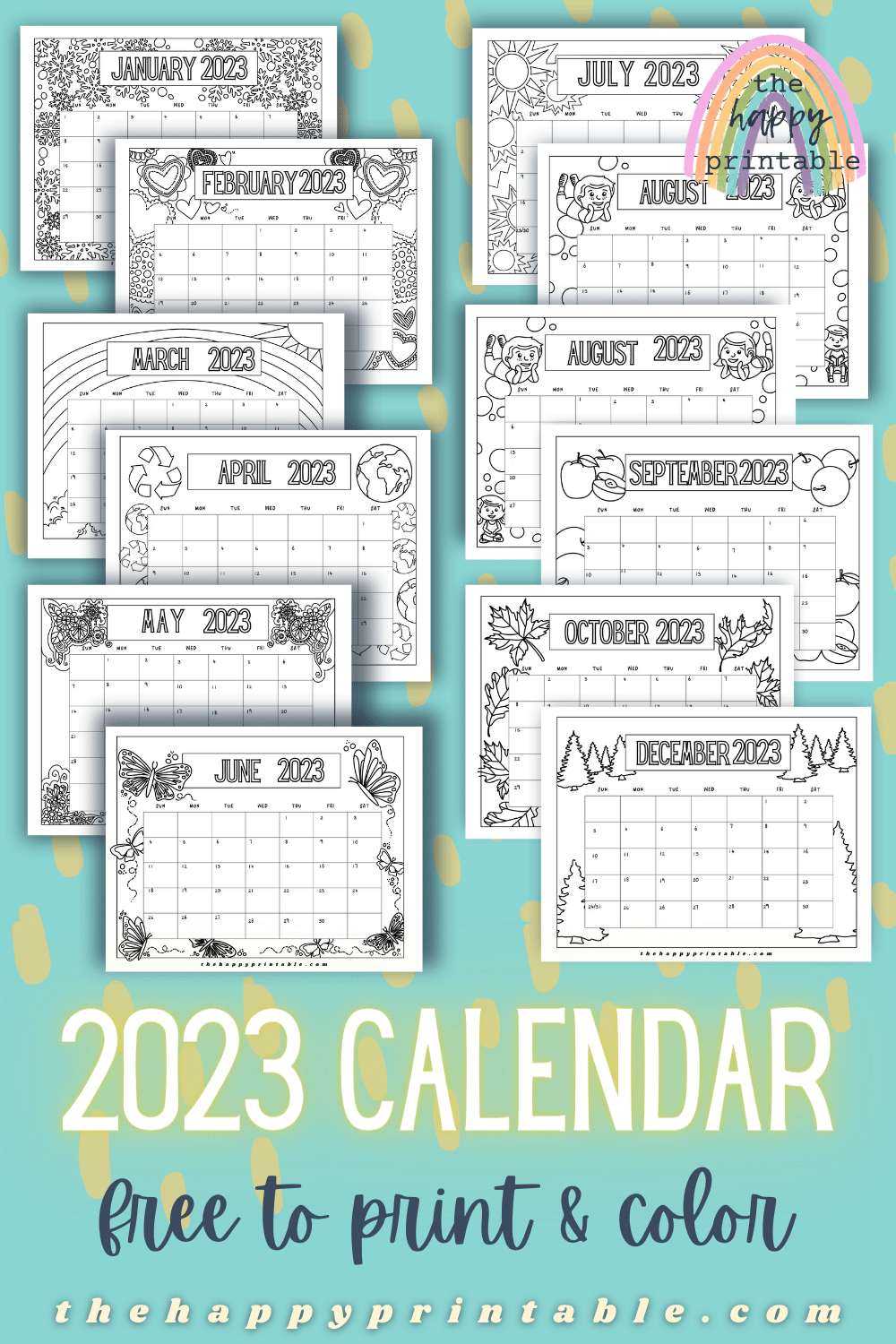 Printable Monthly Calendar to Print & Color | The Happy Printable