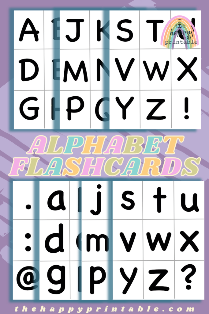 free printable alphabet flashcards in black and white 