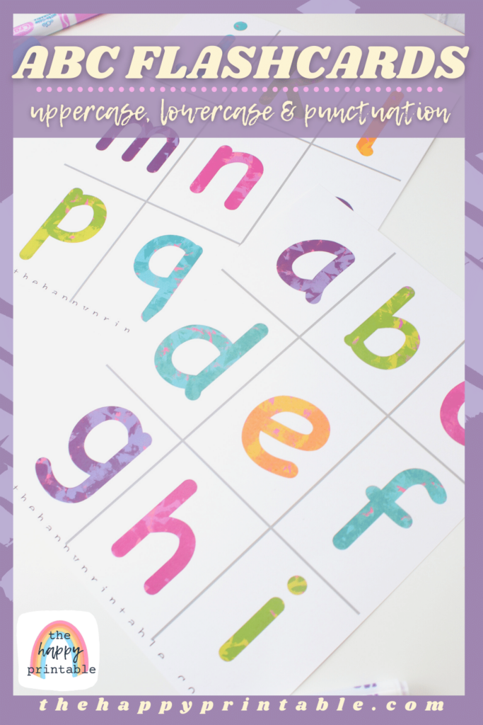 photo of printable ABC alphabet flashcards in bright colors