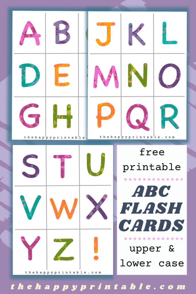 free printable alphabet flashcards in bright colors upper case