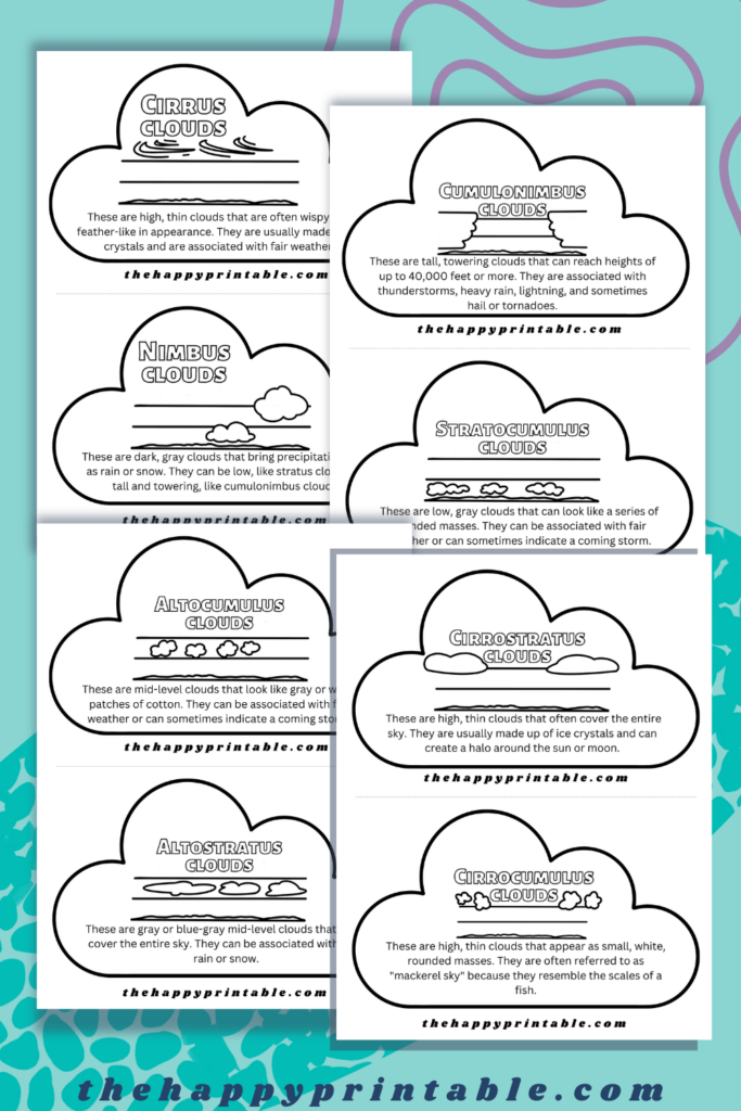 Learn about all the different cloud formations with these free cloud printables.