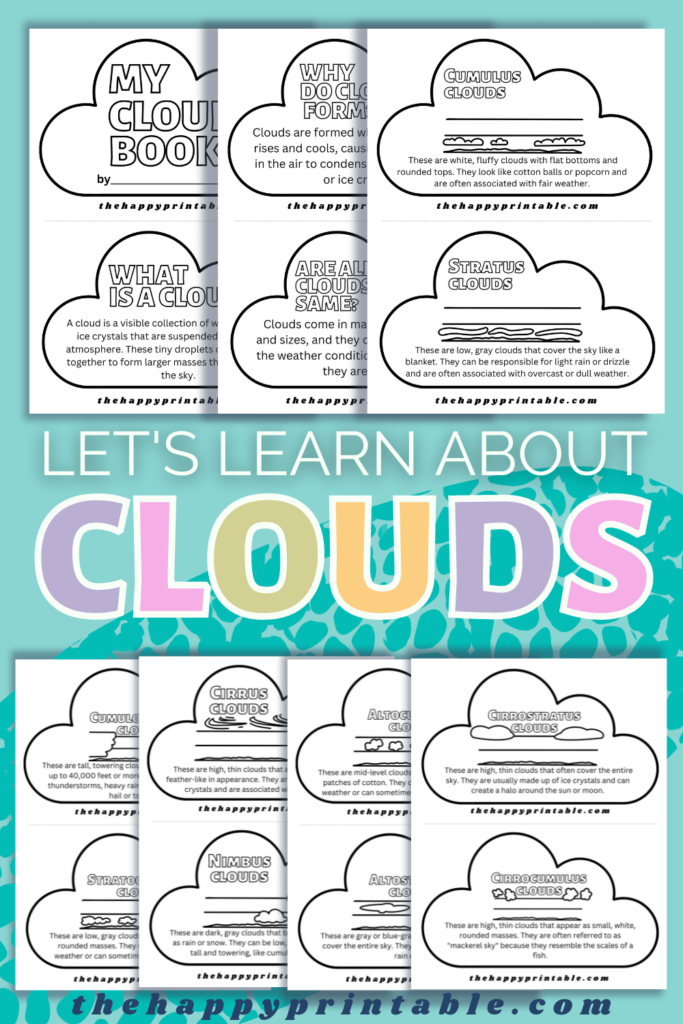 Learning about Clouds- Printable Cloud Book | The Happy Printable