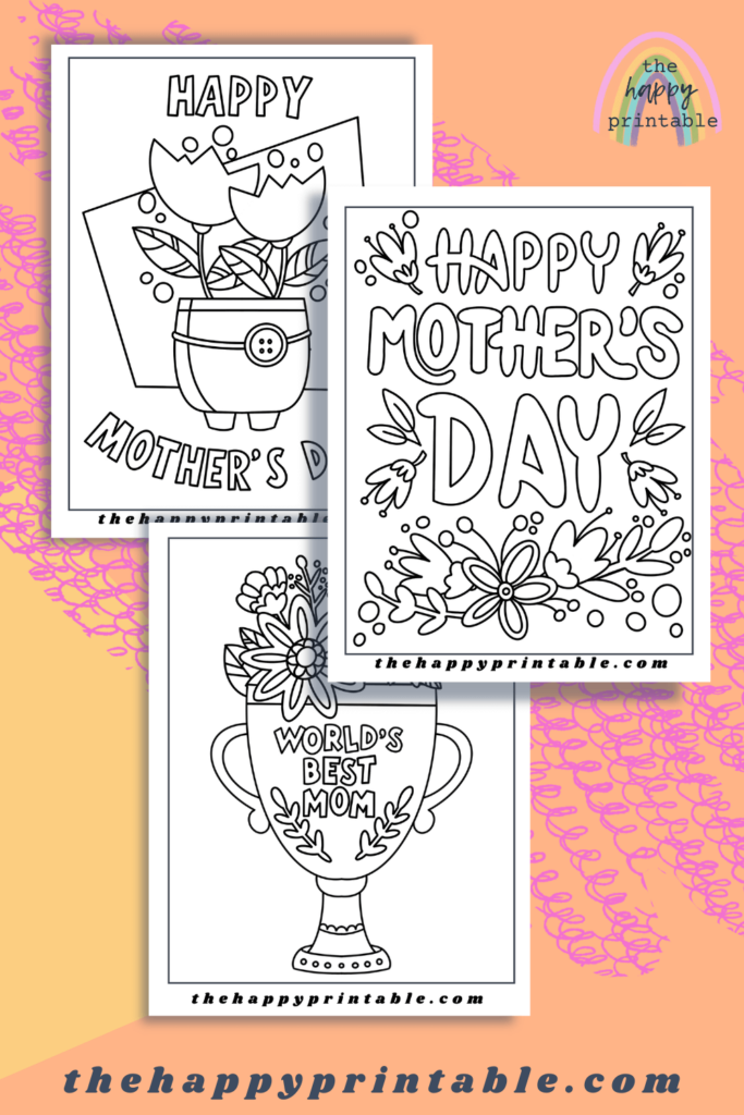 Three printable Mother's Day coloring pages perfect for kids to color.
