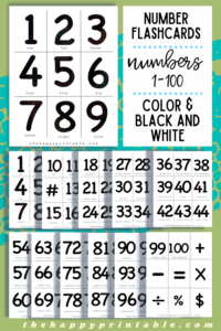 Free Printable Number Flashcards- Number 1-100 &amp; Functions Signs | The ...