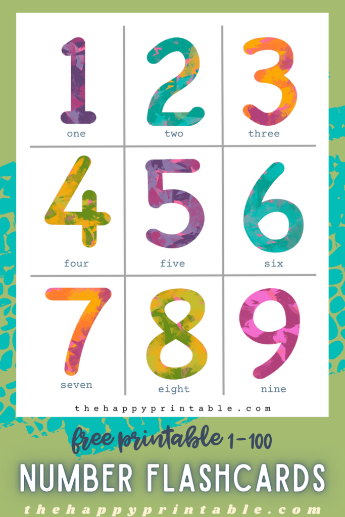 free printable number flashcards in full color includes numbers 1-100 and function signs