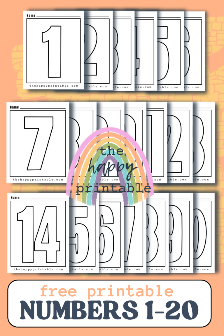 Printable Numbers 1-20 | The Happy Printable