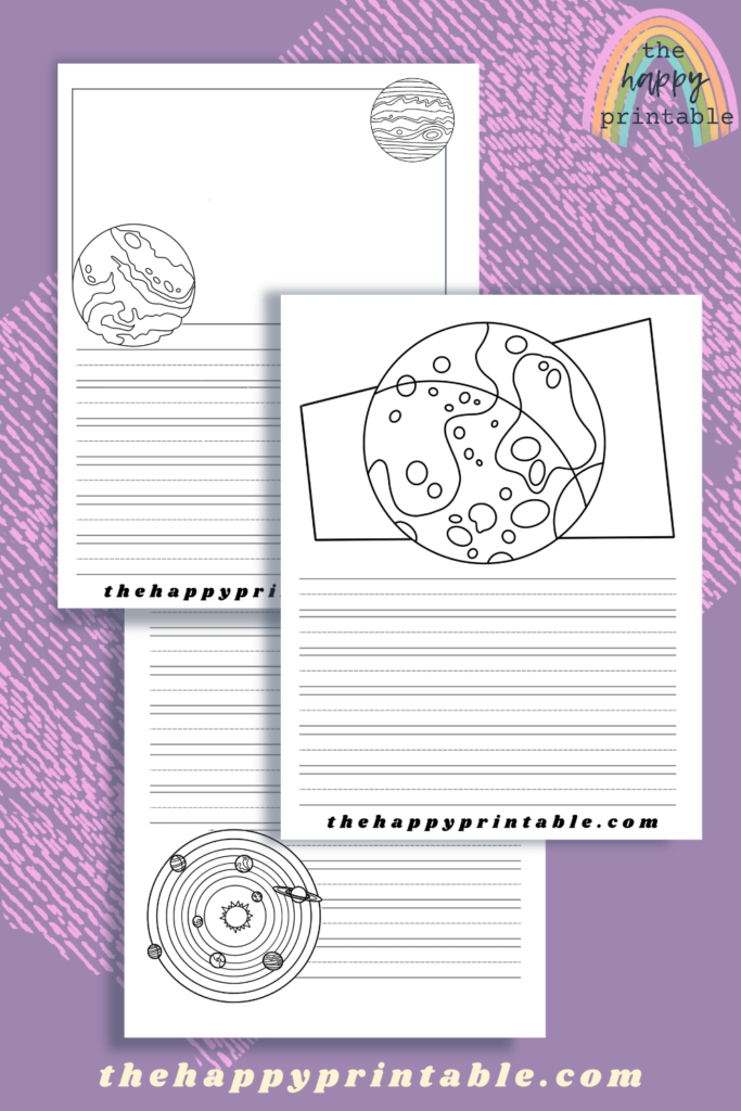 Printable writing paper with a planet theme is yours to print for free for home and classroom use!