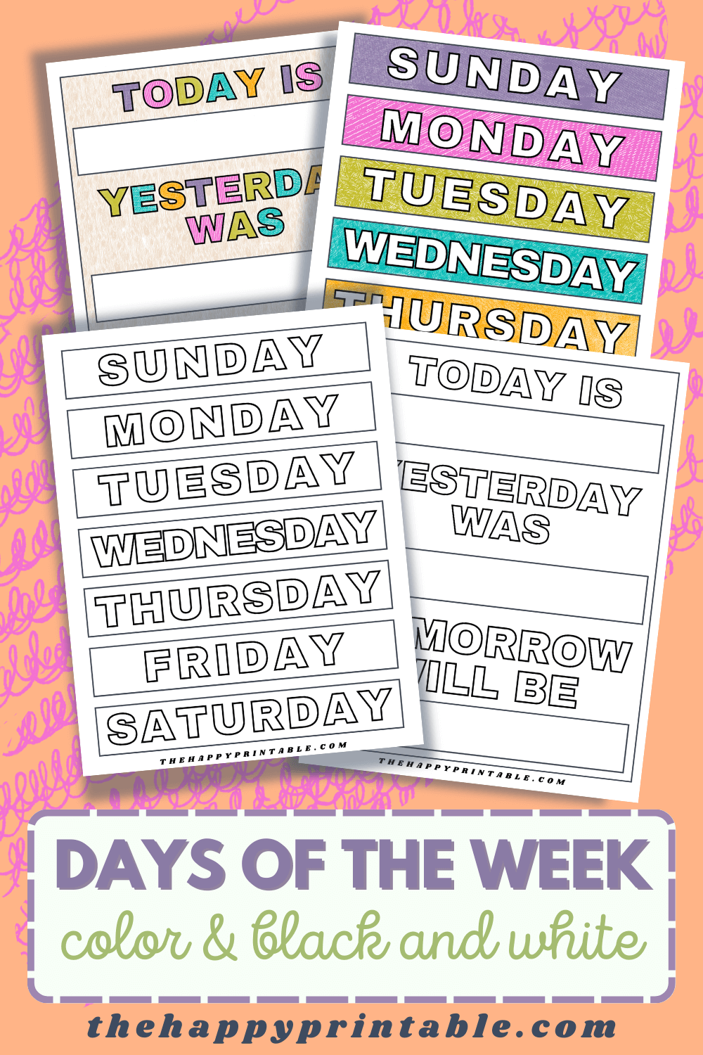 Days of the Week Printables The Happy Printable Days of the Week Printables The Happy Printable
