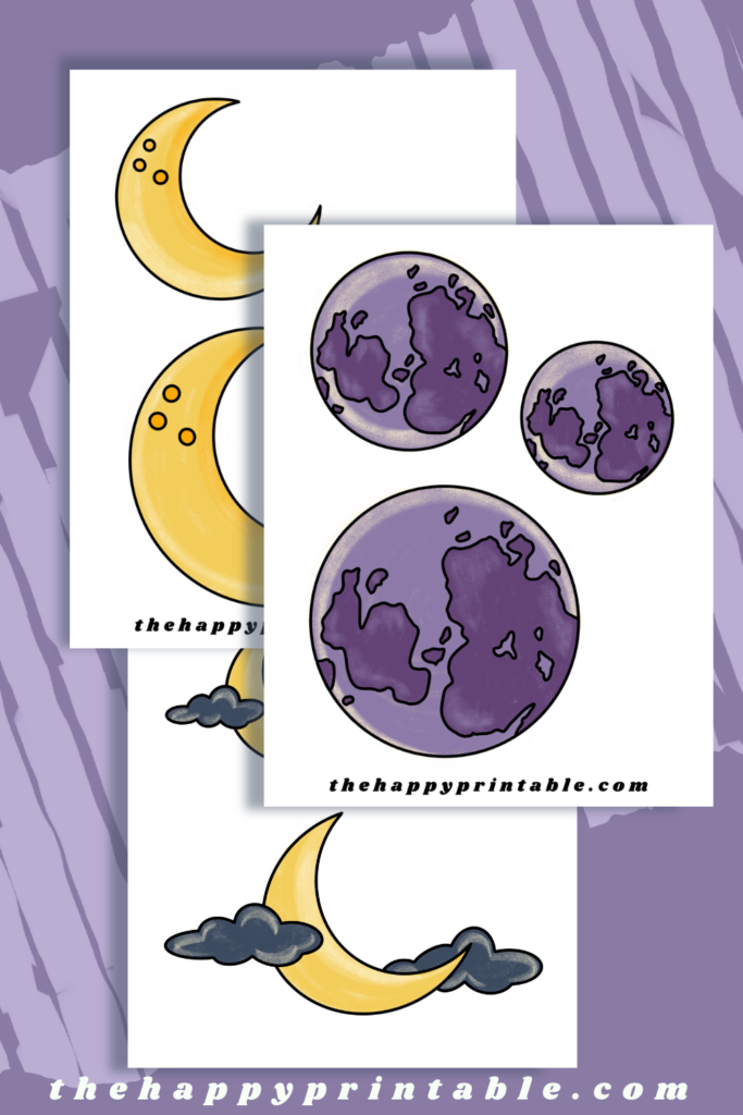 Three pages of full color moon templates are perfect for making displays , bulletin boards, and more!