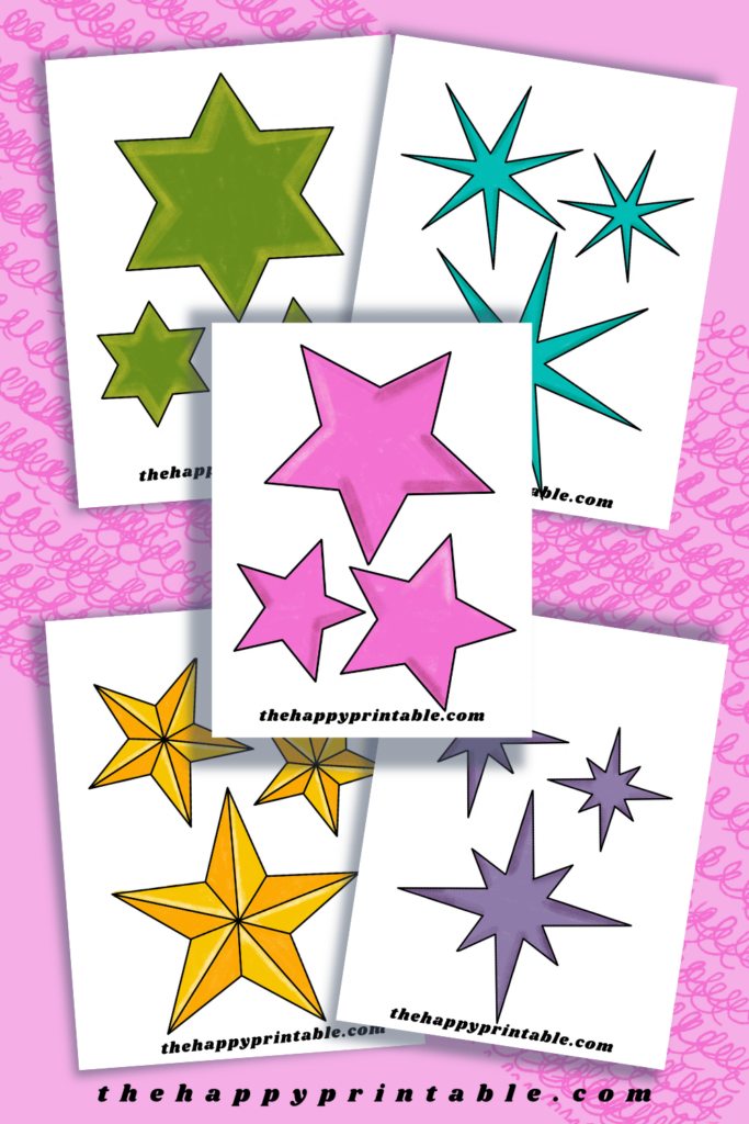 Five pages of printable star templates are your to use for free when you're a Happy Printable subscriber!