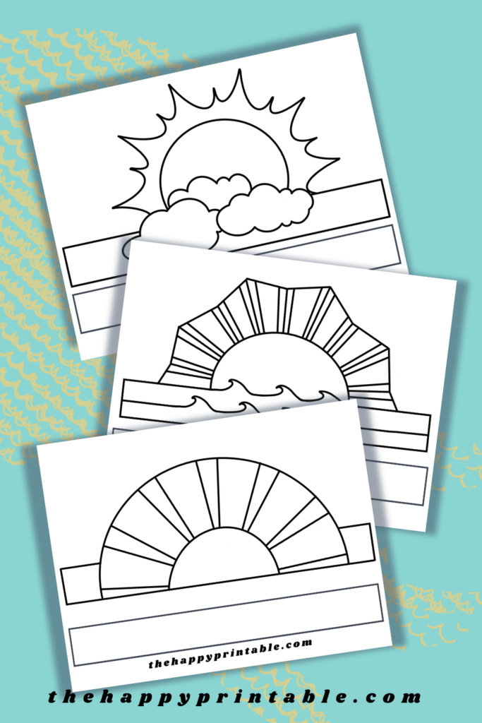 Three black and white printable sunshine headbands are ready for your little ones to color and enjoy wearing!