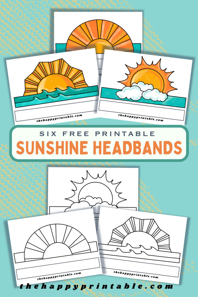 Enjoy six free printable sunshine headbands for your kids to color and wear for an easy sun craft!