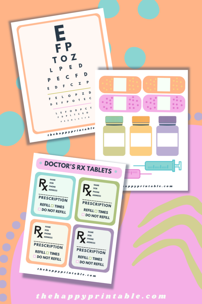 Six free pages of printables to inspire hours of doctor office pretend play!