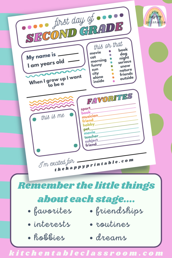 Free school memory printables - each page features a set of back to school questions!