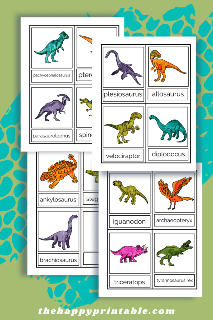 Free Printable Dinosaur Flashcards and Memory Game for Kids